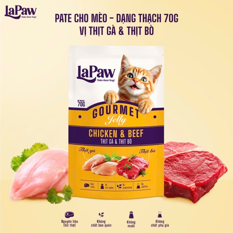 Lapaw Gourmet Jelly for Cat Chicken & Beef 70gr - Thạch thịt gà & bò