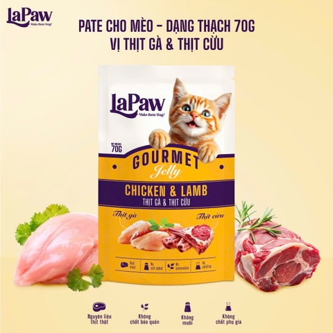 Lapaw Gourmet Jelly for Cat Chicken & Salmon 70gr - Thạch thịt gà & cừu