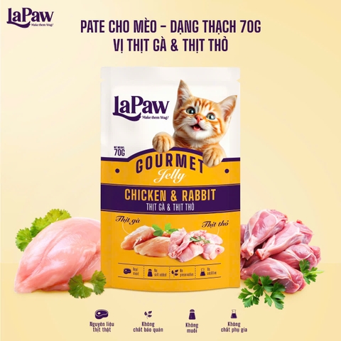 Lapaw Gourmet Jelly for Cat Chicken & Salmon 70gr - Thạch thịt gà & thỏ