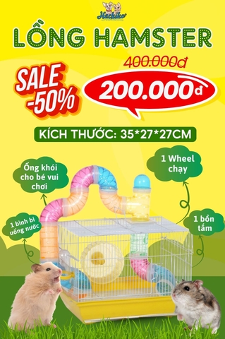 Lồng xách tay 1 tầng full phụ kiện cho Hamster 35*27*27cm