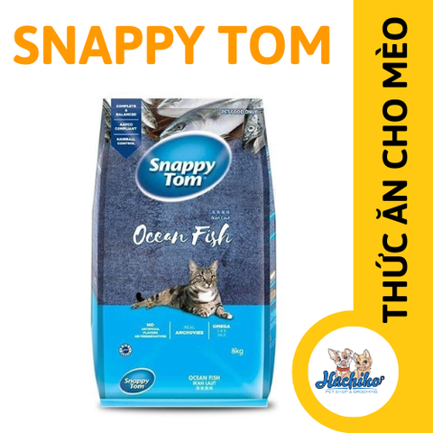 Thức ăn mèo Snappy Tom 8kg Topping cá cơm sấy