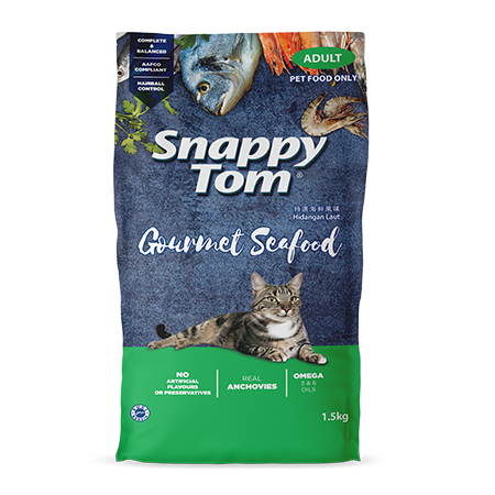Snappy Tom Gourmet Seafood 1.5kg - Thức ăn mèo vị hải sản (thùng 6 túi)