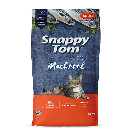 Snappy Tom Mackerel 1.5kg - Thức ăn mèo vị cá thu (thùng 6 túi)
