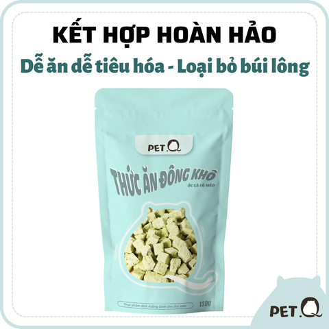 Thức ăn đông khô cho thú cưng PetQ 3 vị dành cho Mèo 130gr