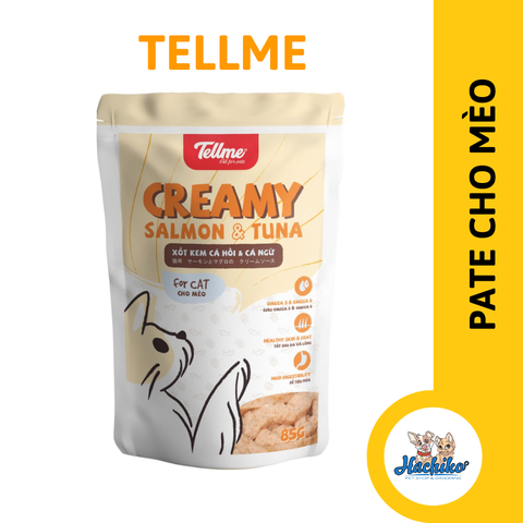 Tell me Xốt kem cho Mèo cá hồi&cá ngừ, gà &trứng 85gr