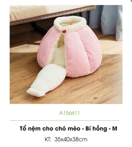 Ổ nệm bí vàng/hồng chó mèo 35*40*38cm