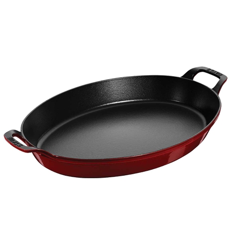 Khay gang oval STAUB - Màu đỏ - 37cm (B)