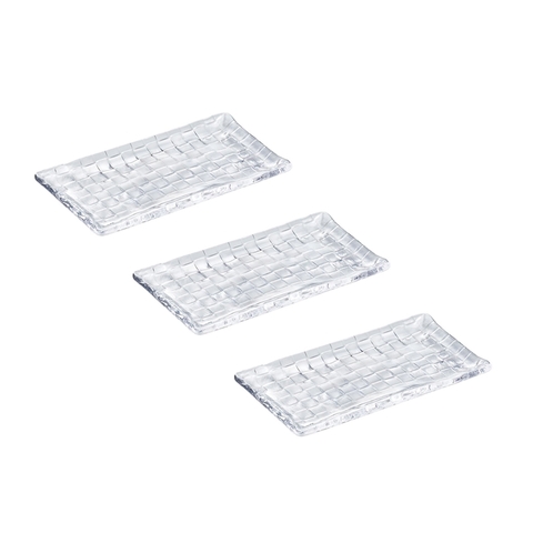 Aderia - Double F - Bộ đĩa thủy tinh hình chữ nhật - 18cm - 3 cái