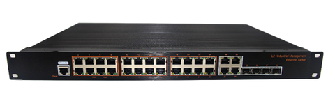Switch công nghiệp chuẩn IEC61850 24 cổng gigabit 4 cổng SFP