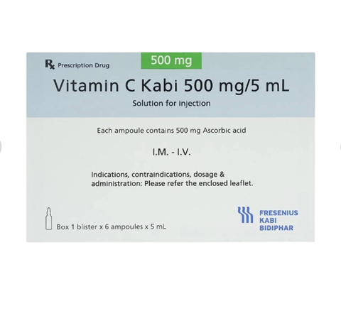 Vitamin C Kabi 500mg/5ml (Hộp 6 ống x 5ml)