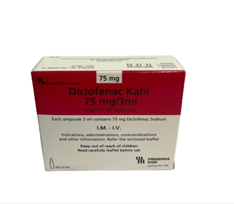 Diclofenac Kabi 75mg/3ml (Hộp 10 ống x 3ml( (T/66H)