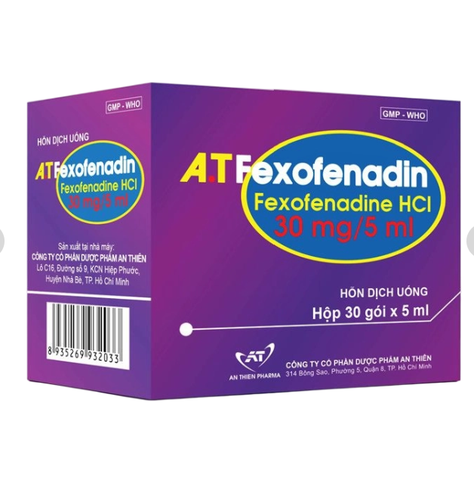 A.T Fexofenadin An Thiên (Hộp 30 gói x 5ml) (T/84H)