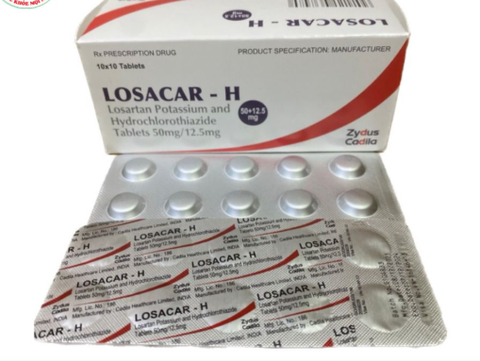 Losacar H Zydus (Hộp 10 vỉ x 10 viên) (T/180H) (Rx)