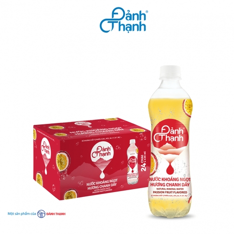 Nước khoáng thiên nhiên ĐẢNH THẠNH có ga hương chanh dây chai 430ml thùng 24 chai