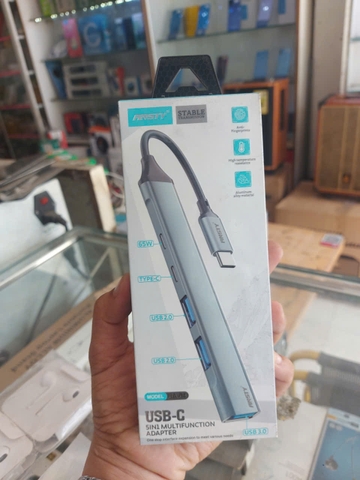 Đầu chuyển 5IN1 Ansty UA-04 Type-c to 2 cổng type-c + 3 cổng Usb