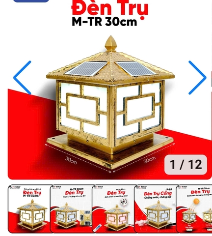 Đèn trụ cổng năng lượng mặt trời M-TR 30cm Maxsolar