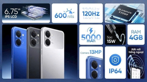 Điện thoại Tecno Spark Go3 (6.75in/4gb/64gb)