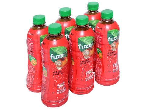 Trà FUZE TEA+ đào hạt chia chai 450ml thùng 24 chai