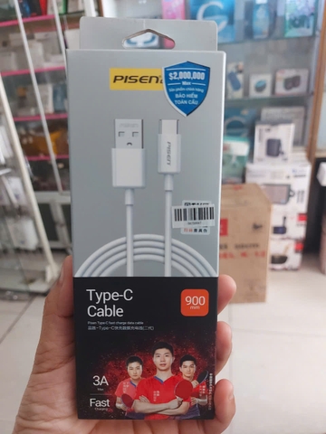 Cap sac nhanh Pisen Usb to Type-c 3A dai 900mm