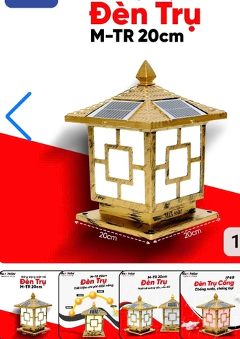 Đèn trụ cổng năng lượng mặt trời M-TR 20cm Maxsolar