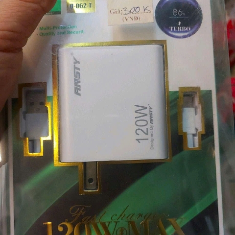 Bộ sạc siêu nhanh  ANSTY Q-062-T 120W cổng usb to type-c