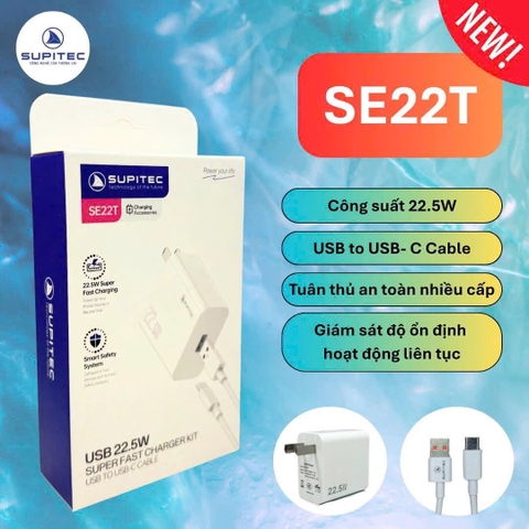 Bộ sạc nhanh Supitec SE22T 22.5W cổng usb to type-c