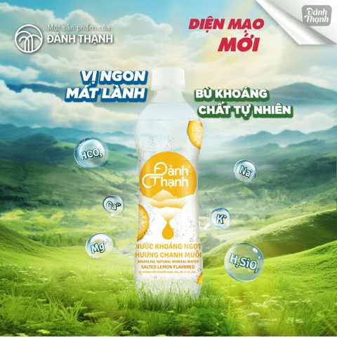 Nước khoáng thiên nhiên ĐẢNH THẠNH có ga hương chanh muối chai 430ml