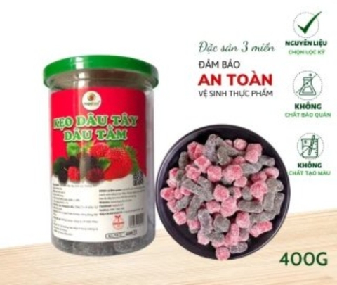 Kẹo dâu tây dâu tằm hũ 400g.