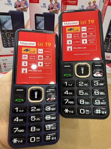 Điện thoại Masstel 4G izi T9 (mh 2.4in, pin 3000mAh,chữ lớn,loa to,đèn pin siêu sáng)