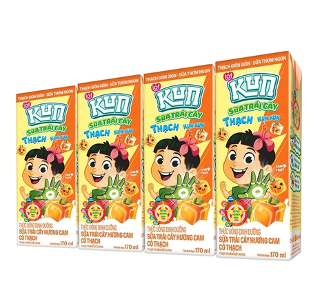 Sữa trái cây KUN hương cam có thạch hộp 170ml thùng 48 hộp