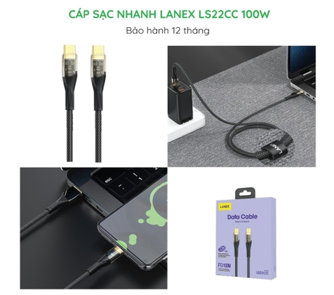Cáp sạc nhanh LANEX LS22CC 100W