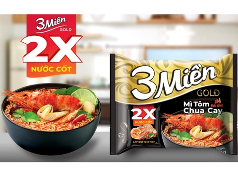 Mì 3 MIỀN Golg tôm chua cay đặc biệt nước cốt tôm và thịt gói 75g