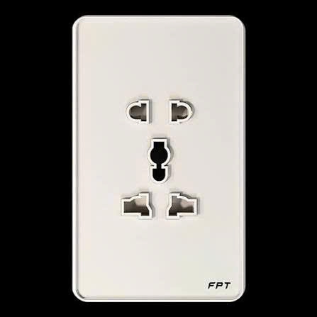 Ổ Cắm Mặt Kính Âm Tường FPT Chữ Nhật Màu Trắng PB0R011