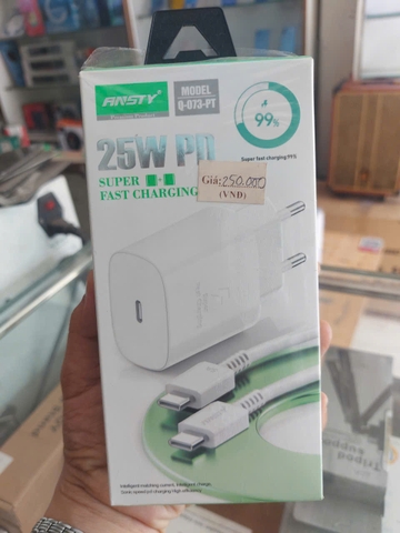 Bộ sạc nhanh Ansty Q-073-PT cáp 2 đầu type-c 25W PD