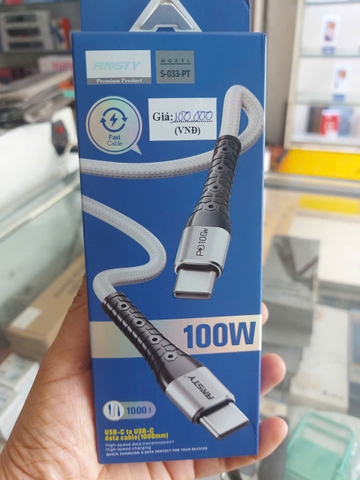 Cáp sạc nhanh Ansty S-033-PT dây dù Type-C to Type-C 100W