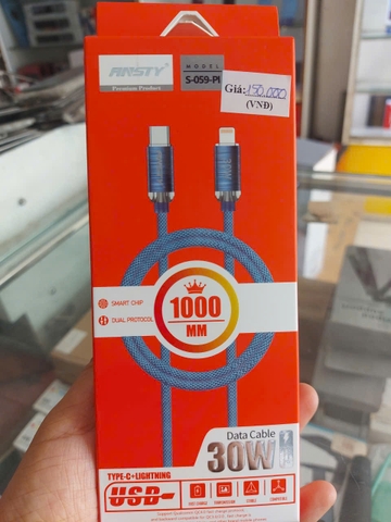 Cáp sạc nhanh Ansty S-053-PI dây dù Type-c to Lightning 30W