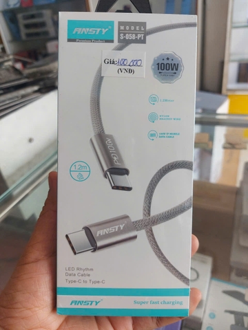 Cáp sạc nhanh Ansty S-058-PT dây dù Type-c to Type-c 100W