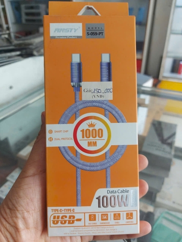 Cáp sạc nhanh Ansty S-059-PT dây dù Type-c to Type-c 100W