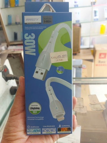 Cáp sạc nhanh S-063-I dây silicone Usb to Lightning 30W