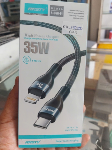 Cáp sạc nhanh Ansty S-066-PI dây dù Type-C to Lighning 35W