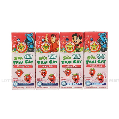 Sữa trái cây KUN hương dâu hộp 180ml