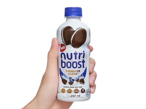 Nước uống sữa trái cây  NUTRI BOOST Energyze Blend hương bánh quy kem chai 297ml thùng 24 chai