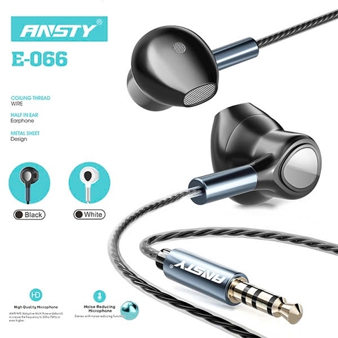 Tai nghe dây Ansty E-066 Jack 3.5mm có mic dài 1.2m