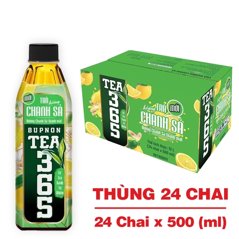 Trà BUPNON TEA365 hương sả chanh chai 500ml thùng 24 chai