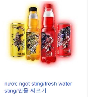 Nước ngọt Sting/Sting soft drink/스팅 청량 음료