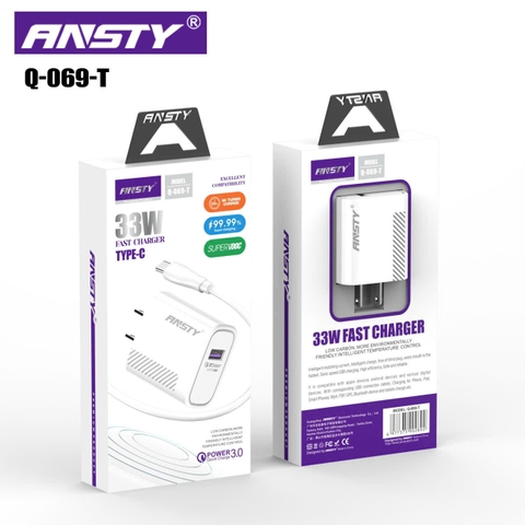 Bộ sạc nhanh Ansty Q-045-A cổng USB to Micro 33W.