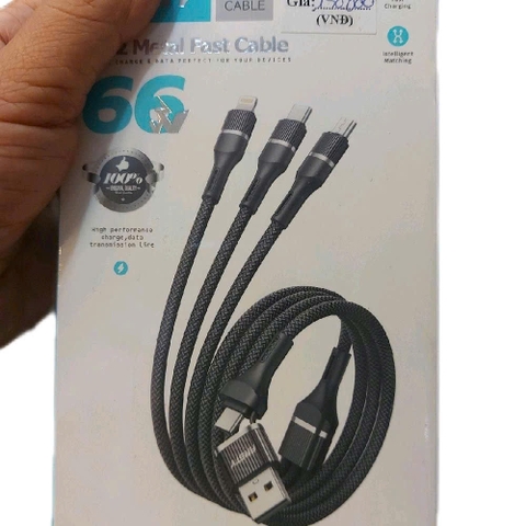 Cáp sạc nhanh đa năng 3 đầu usb to micro,lightning.Dây quấn dù