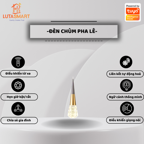 Đèn chùm pha lê - Colored Light Carved Crystal