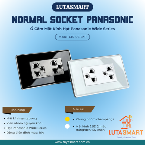 Ổ cắm mặt kính Viền Nhôm - Hạt Panasonic Wide Series