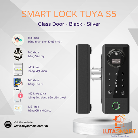 Khoá cửa kính thông minh nhận diện khuôn mặt - S5